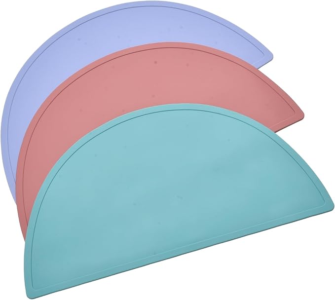 Silicone Bear Placemat for Toddlers (Half Circle 3pcs Purple)