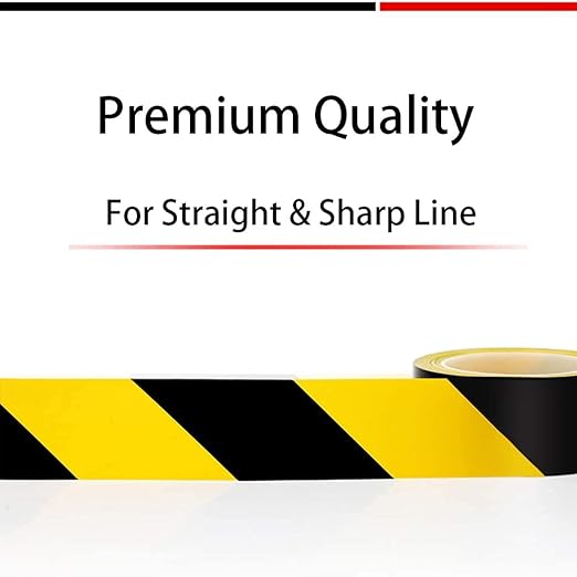APT Premium Black and Yellow Striped Vinyl Floor Safety Marking Tape, Excellent for Hazard Caution& Warning, Social Distancing, Warehouse & Gym Floor (2 Inch, Yellow/Black)
