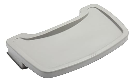 Rubbermaid Commercial Products High Chair Food Tray, 19.5-Inch, Plastic, Platinum, Easy Cleaning/Rinsing, Removeable Tray for Portable Highchair, Child/Baby/Toddler Food Table