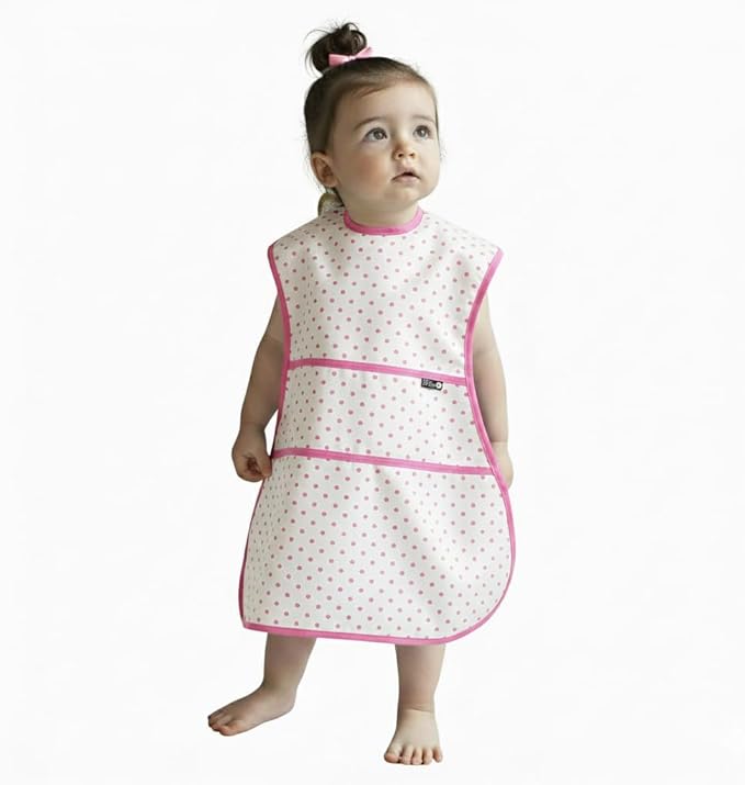 Plie Full Coverage Waterproof Feeding Bib for Toddlers – Extra Long Apron Bib for Mealtime, Self-Feeding, High Chairn