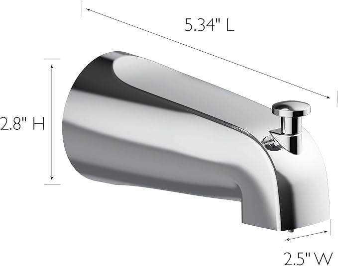 Design House 522912 Slip-On Pull-Up Wall Mount Tub Diverter Spout, Polished Chrome