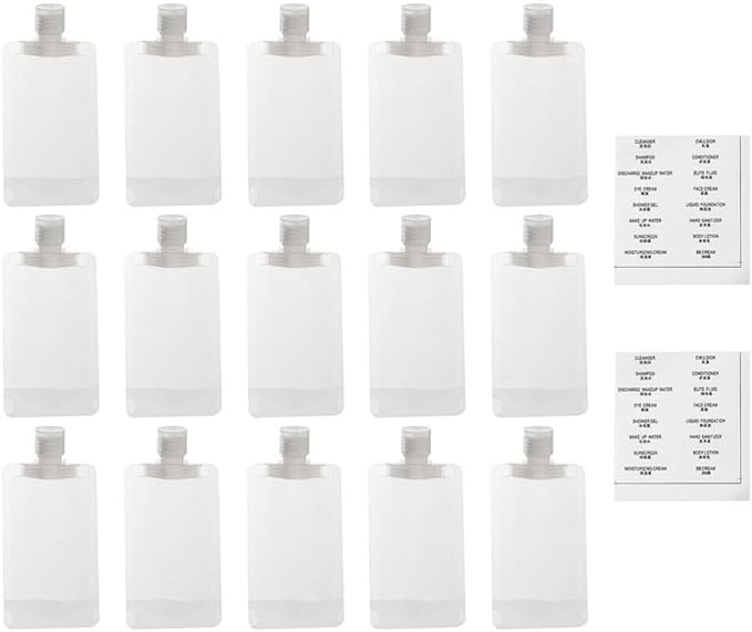 KALLORY Travel Cosmetic Bag Set Small Toiletry Organizer Pouch for Women with Leakproof Lotion Dispenser and Travel Size Toiletries Jars