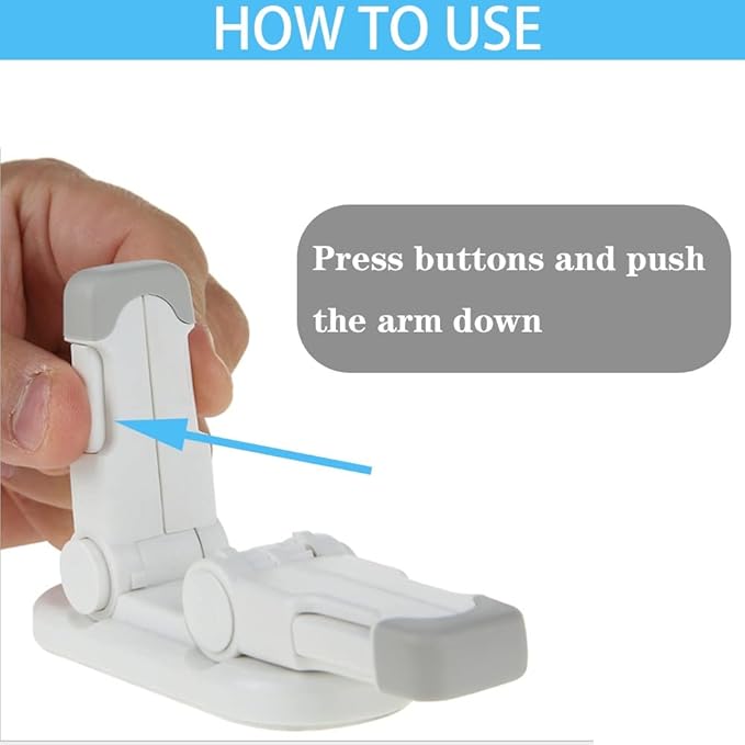 Improved Childproof Door Lever Lock（4 Pack）Prevents Toddlers from Opening Doors. Durable ABS with Adhesive Backing. Simple Install, No Tools Needed