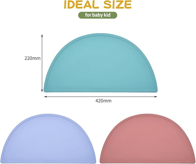 Silicone Bear Placemat for Toddlers (Half Circle 3pcs Purple)