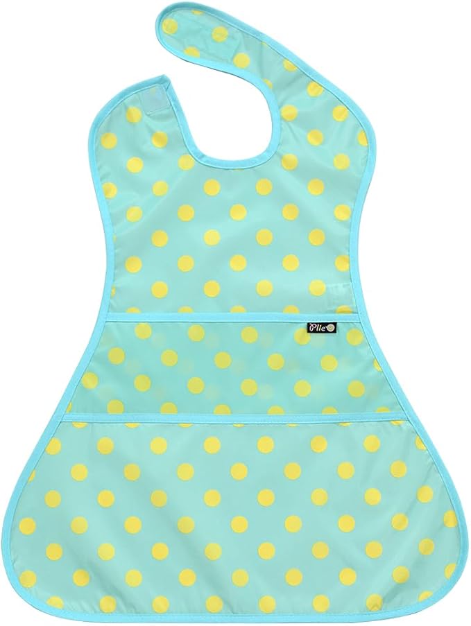 Plie Full Coverage Waterproof Feeding Bib for Toddlers – Extra Long Apron Bib for Mealtime, Self-Feeding, High Chairn
