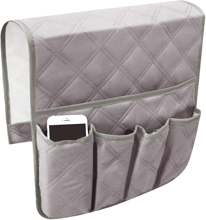Couch Sofa Armrest Organiser Arm Chair Caddy Bedside Storage Pocket with 6 Pockets TV Remote Holder Bed Storage Pocket Bag for Cellphone Tablet Notepad Book Magazines DVD Glasses