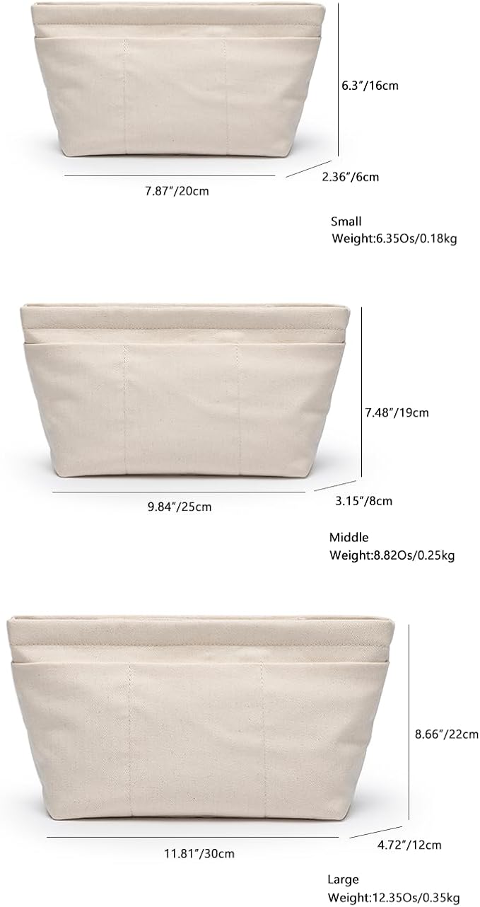 YONBEN Tote Purse Insert Handbag Organizer Shaper Handbag Liner Bag in Bag Divider Organizer Insert (L-With Zipper)
