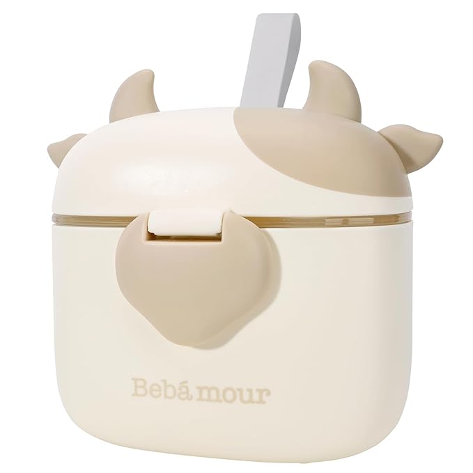 Bebamour Baby Formula Dispenser On The Go, Formula Container to Go, Formula Holder for Travel, Candy Fruit Snack Storage Container with Scoop and Leveller (Khaki)