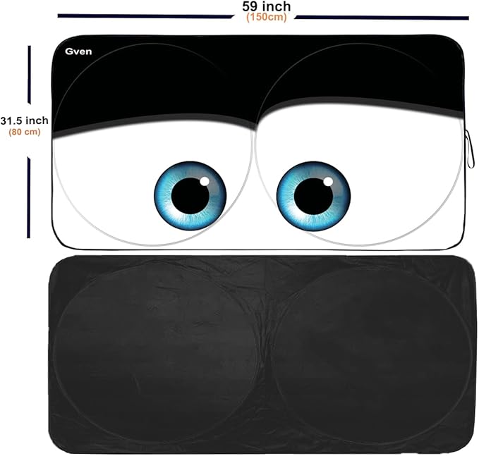 Gven Windshield Sun Shade for Car Front Window Sunshades Windshield Cover Automotive Interior Sun Protector Accessories for Compact& Midsize Sedan,Com& Subcompact SUV,Small Pickup,Wagon (Black, S)