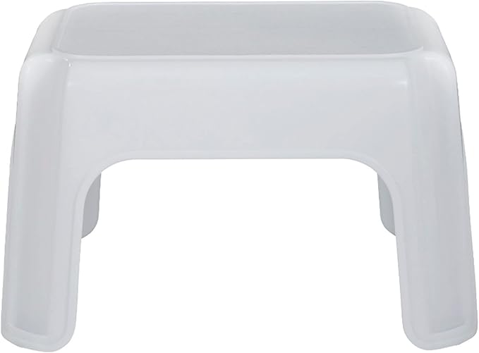 Rubbermaid Step Stool 9.5-Inch High White Plastic Small Single Step Stool for Kids/Adults in Home/Kitchen/Laundry/Garage/Bathroom