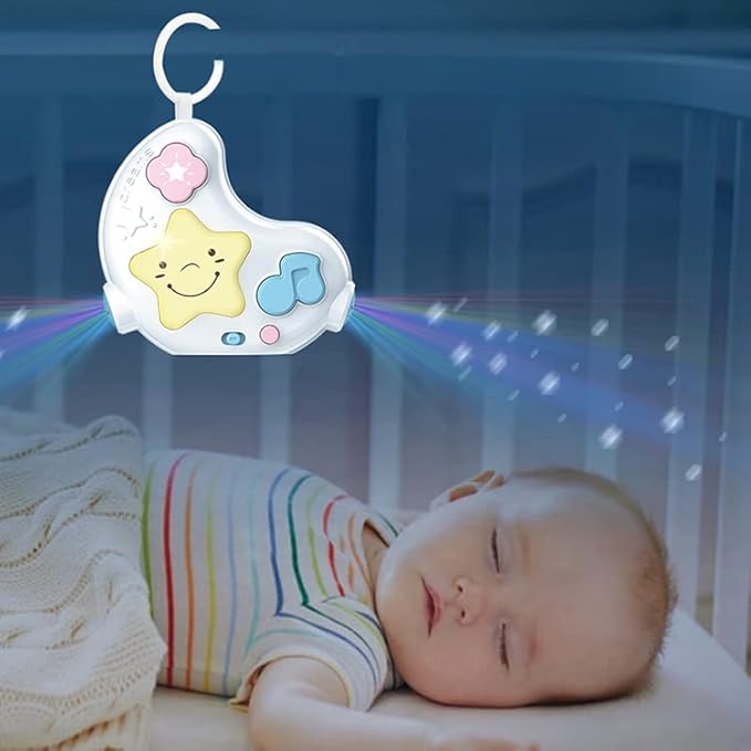 White Noise Machine and Baby Soother with Remote, 108 Lullaby Music, Soothing Sounds and Night Light for Newborn Nursery Sleeping, Musical Crib Toy, Portable Baby Sound Machine for Travel