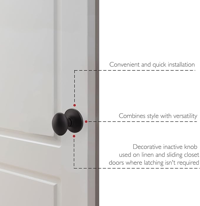 Design House 779165 Egg Dummy Door Knob Matte Black