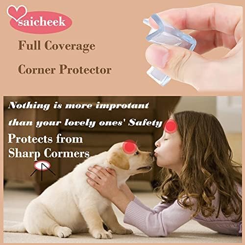 saicheek 4Pcs Small(Length: 1.4inch) Silicone Corner Protector Baby Proofing,Table Corner Protectors for Baby,Strong Adhesive T Shaped Baby Head Protector Table Corner Protectors for Furniture (4)