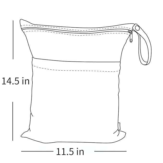 ALVA ALVABABY 2pcs Cloth Diaper Wet Dry Bags Waterproof Reusable with Two Zippered Pockets Travel Beach Pool Daycare Soiled Baby Items Yoga Gym Bag for Swimsuits or Wet Clothes L5166