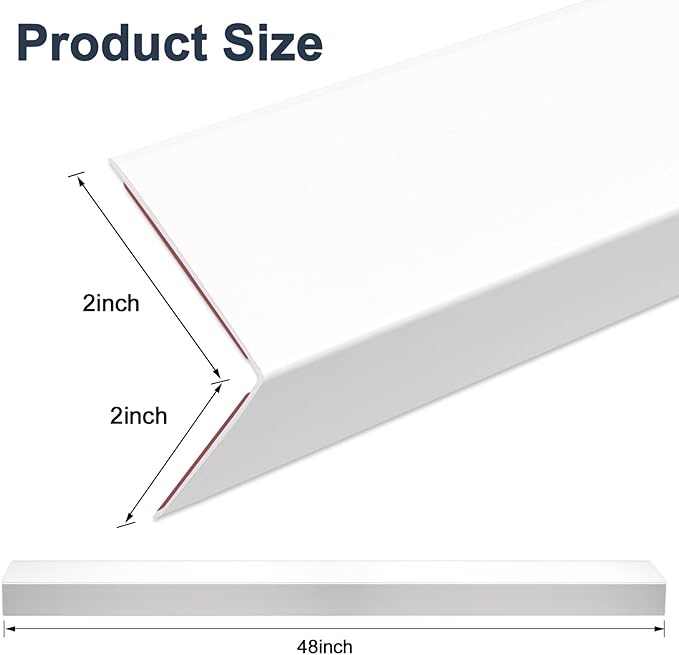 10PCS 48" White Metal Corner Protectors, Aluminum Self Adhesive Corner Guards, Metal Wall Edge Protector Strip, Furniture Corner Protectors, Wall Cabinet Baseboard Decoration 48" x 2"