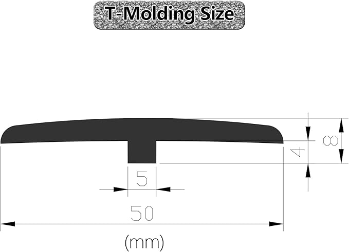 DAILISEN 9.84ft T Molding Flexible Self Adhesive T Shape Floor Transition Strip Bendable T Rubber Trim T Transition Strip for Tile to Laminate Flooring