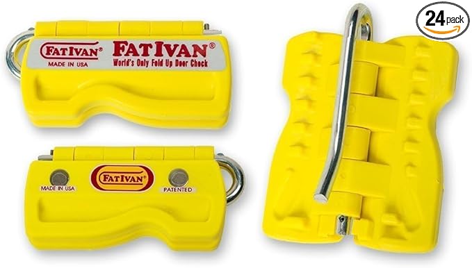 The Original Fat Ivan Fold Up Doorstop Wedge with Magnet - for Moving Office Home or School - Great for Police, Admin, Firefighters and Any time You Need a Door to Stay Open Yellow 2 Pack