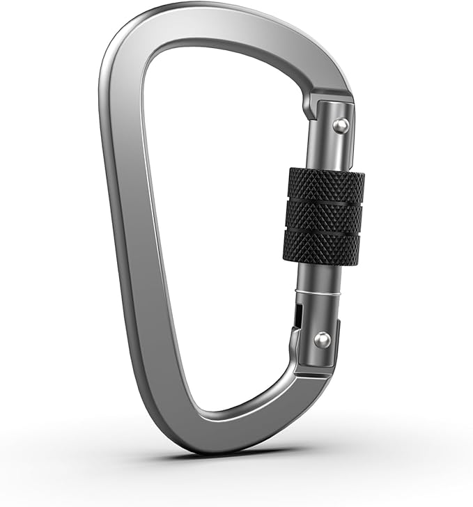 XIECHANEE Premium Aluminum D Ring 4" Locking Carabiner Clips with Screw Gate, Set of 4, Lightweight & Durable for Hiking, Camping, Hammock, Dog Leash Harness, Keychains