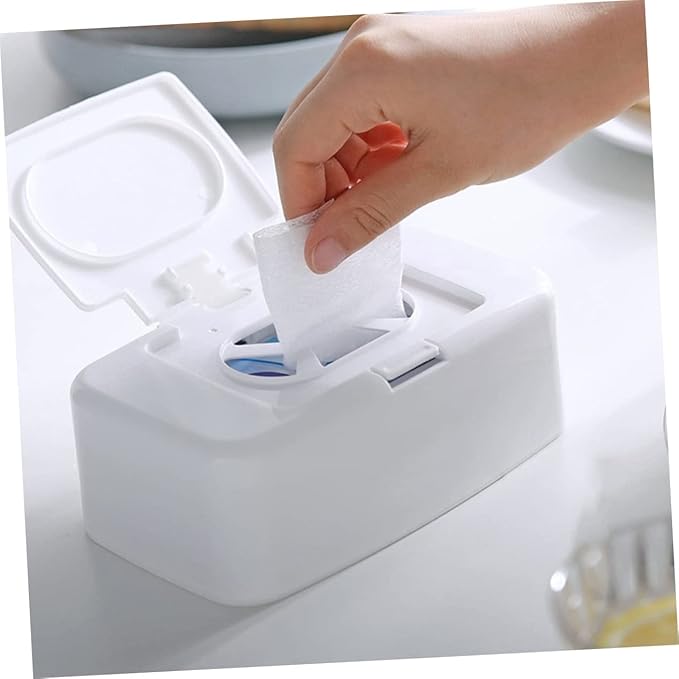 Refillable Baby Wipes Dispenser Box with Nonslip Base One-Handed Wet Wipe Holder for Living Room Nursery Kitchen and Bathroom Use 6.7 Inch Compact Wet Tissue Container