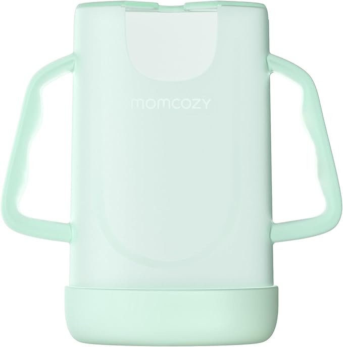Momcozy Baby Pouch Holder No Squeeze, Baby Food & Juice Box Holder, Mess-Free, Easy Grip for Self-Feeding, BPA-Free & DEHP-Free, Must-Have for Babies, Green