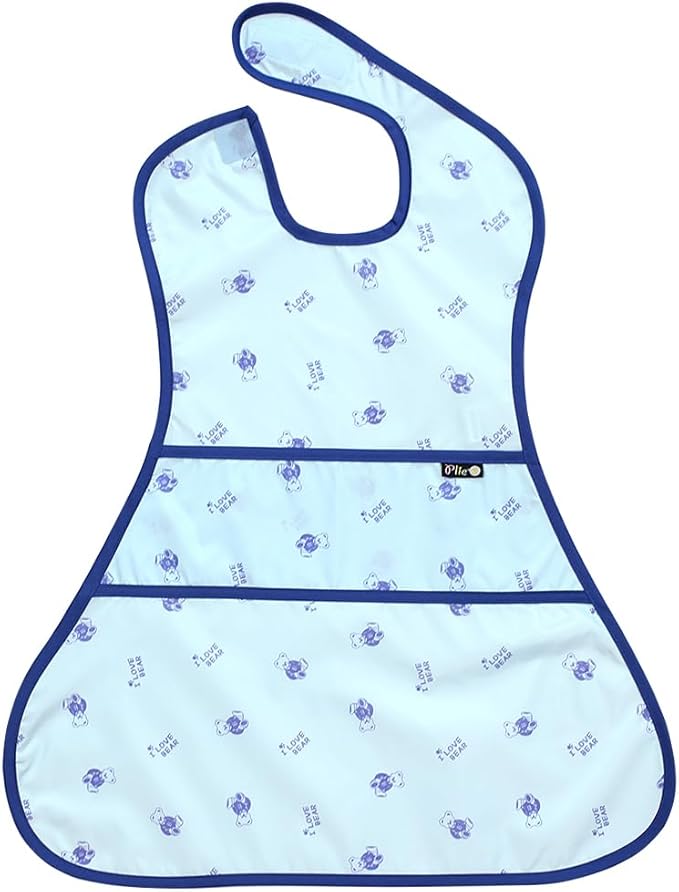 Plie Full Coverage Waterproof Feeding Bib for Toddlers – Extra Long Apron Bib for Mealtime, Self-Feeding, High Chairn