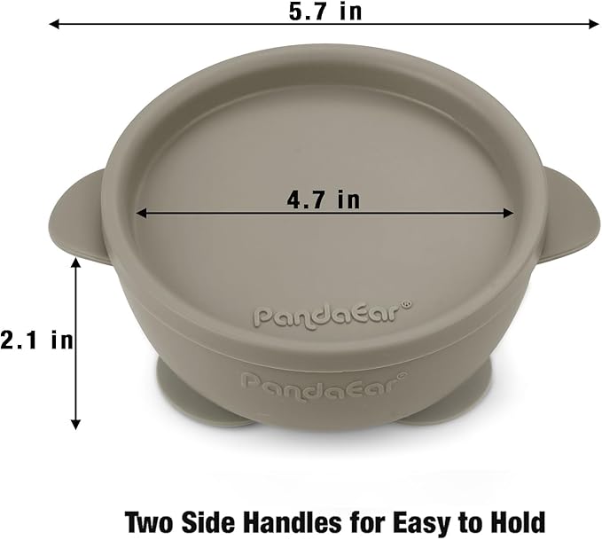 PandaEar 3 Pack Baby Suction Bowls with Lids – Stay Put Silicone Toddler Bowls for Self-Feeding & Travel, 100% Food Grade BPA-Free, Leakproof Feeding Set (Muted Earth Tones)