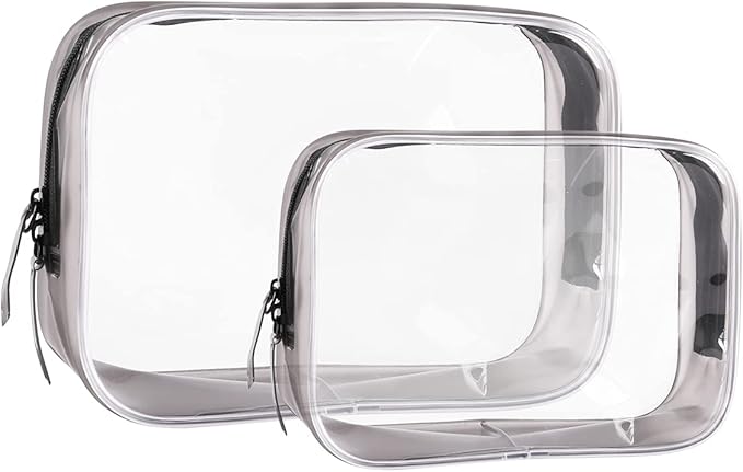 Buminee Clear Travel Bags for Toiletries, Lightweight Toiletry Bag, 2 Pack Multipurpose Transparent TSA Cosmetic Bag