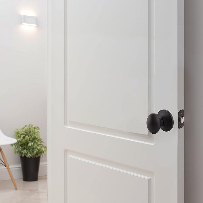 Design House 779173 Egg Passage Hall and Closet Door Knob Matte Black