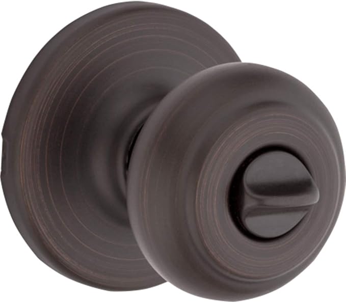 Kwikset Cove Interior Privacy Door Knob with Lock, Door Handle For Bathroom and Bedroom, Venetian Bronze Keyless Turn Lock Doorknob