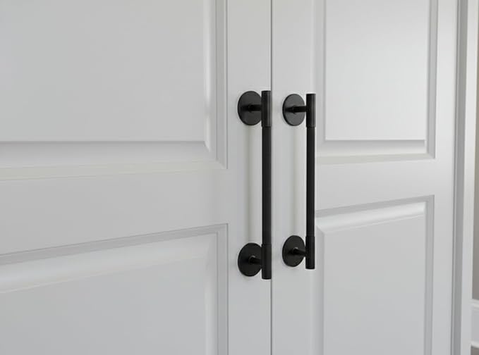 trust4care 4-Pack Matte Black Thick Backplate for Cabinet Knobs, 2-1/3" Round Rosette Plate for Bifold Closet Doors, Large Escutcheon Back Plates Washers Sheets for Door Pulls & Handles