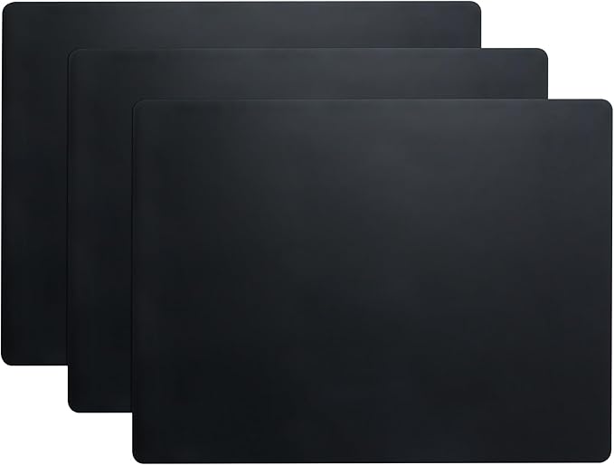 3Pcs Black Silicone Mats, 15.7"x 11.8" - Kitchen Counter, Baking, Jewelry, Painting