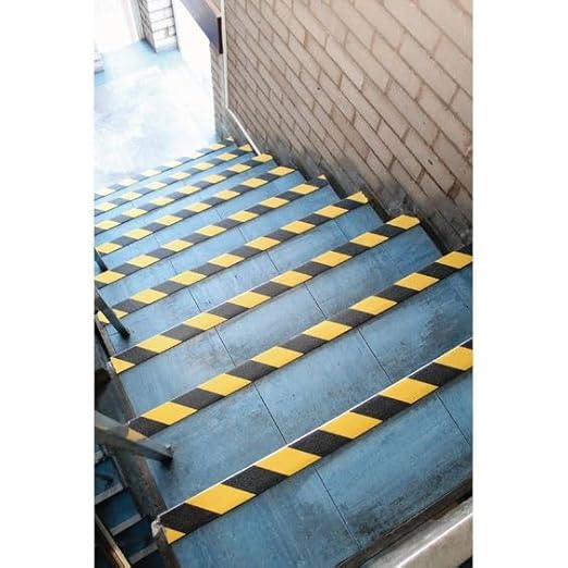 Danlaila 4 Inch x 60 Feet Grip Tape for Stairs, Anti Slip Tape Outdoor Waterproof, Black/Yellow Safety Non Skid Tape Roll for Stair Steps Ramp Wooden, Friction Tape Adhesive Non Slip Strips