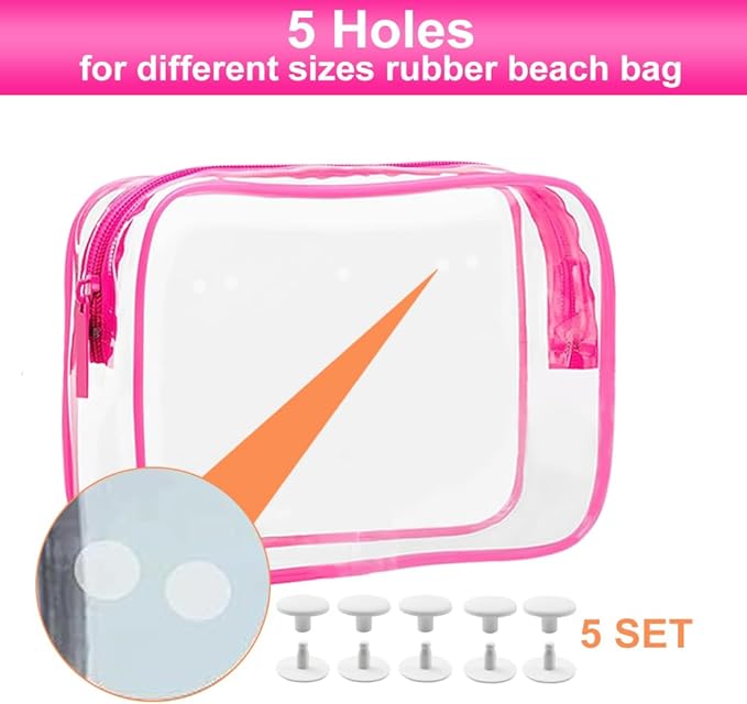 3 Packs Clear Bogg Beach Tote Bag with 2 Pack Insert Hooks Accessories for Bogg Bags Travel Makeup Clean Toiletry Brush Organizer Cosmetic Divider Storage Inner Pouch