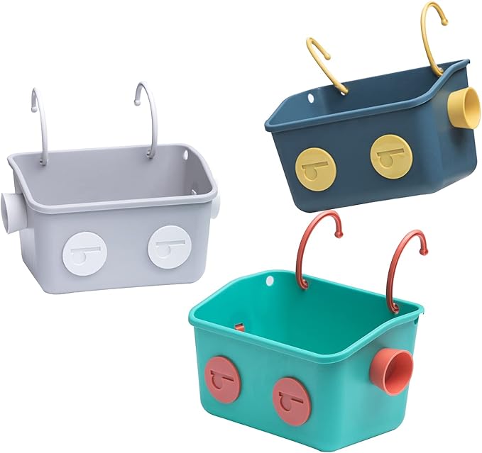 LUFOFOX Bath Toy Storage Organizer Basket, 3 Layers Colorful Robot Modeling Wall Mounted Kids Hanging Shower Caddy with Hooks for Shampoo