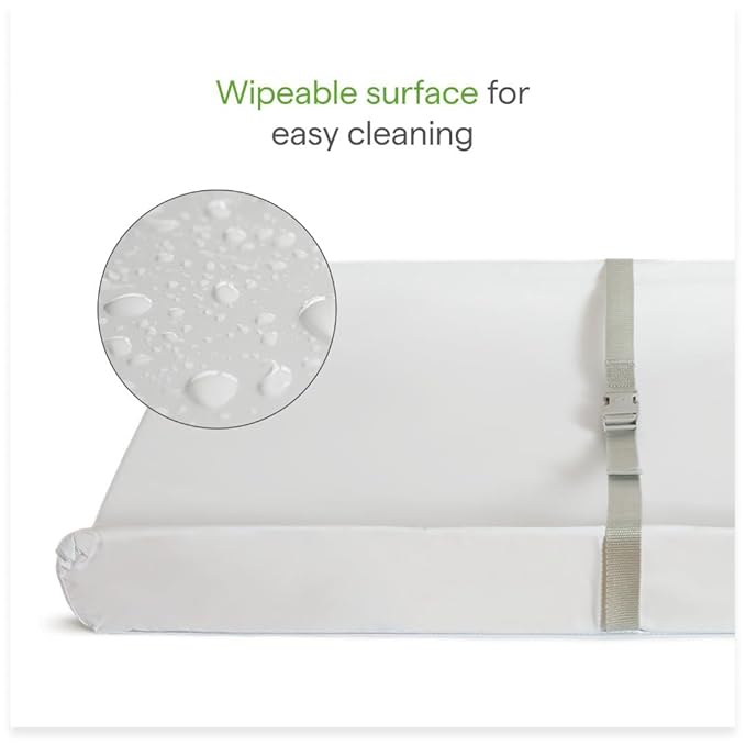 Munchkin Secure Grip Baby Diaper Changing Pad with Cover for Dresser, Waterproof and Wipeable, Contoured, Standard Size (14.75" x 31"), White