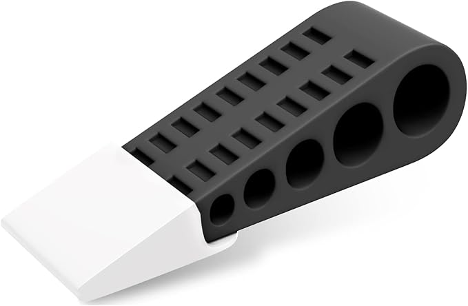 Rubber Door Stoppers for Bottom of Door - Door Stop Wedge with Holder for Home Office Stackable on Multi Floor Carpet Concrete Tile Linoleum & Wood Heavy Duty Doorstop No Sliding Drilling Black