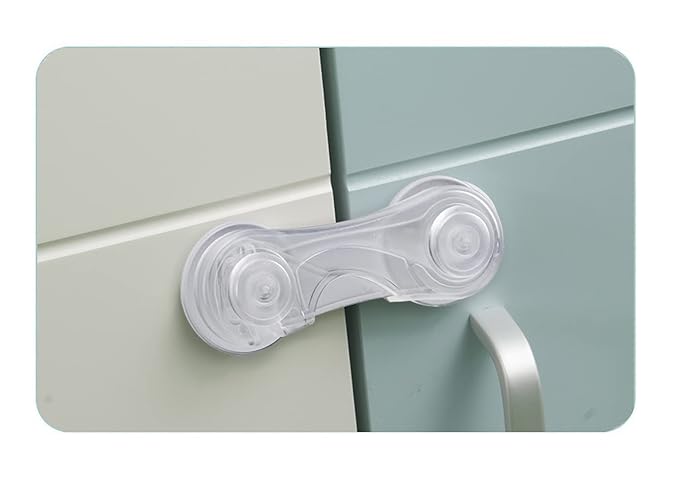 Child Safety Cabinet Locks (10 Pack) - Baby Proofing Latches Lock for Drawers, Toilet Seat, Fridge, Oven, with 10 Extra 3M Adhesives (Transparent)