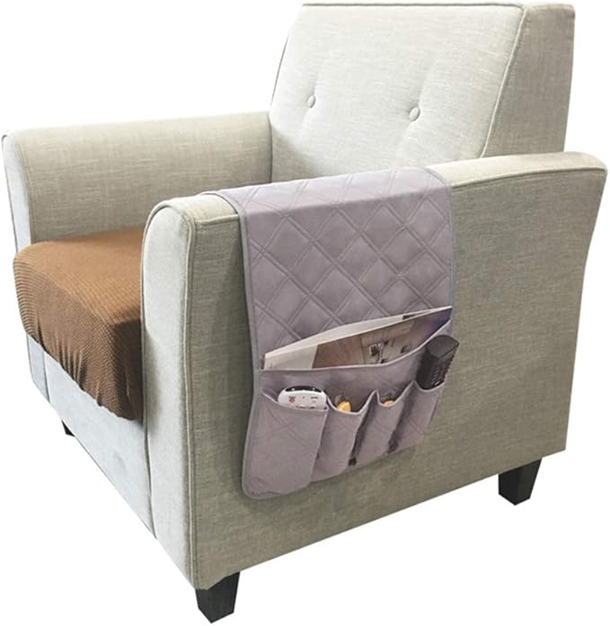 Couch Sofa Armrest Organiser Arm Chair Caddy Bedside Storage Pocket with 6 Pockets TV Remote Holder Bed Storage Pocket Bag for Cellphone Tablet Notepad Book Magazines DVD Glasses