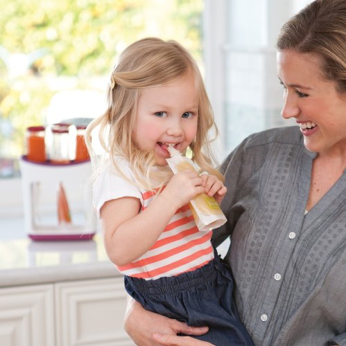 Infantino Disposable Squeeze Pouches Disposable Pouches for Portable Homemade semi-Solid Food for Babies and Toddlers,BPA and PVC Free,Freezer Safe,(Pack of 300)