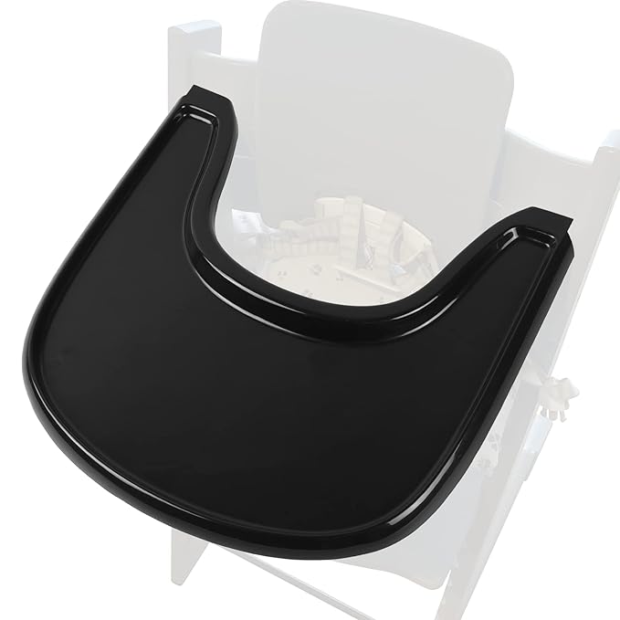 Baby High Chair Tray Compatible with Stokke Tripp Trapp V2+, Replacement Tray for Stokke High Chair, Smooth Surface & Strong Suction, BPA-Free & Dishwasher Safe, Toddlers 6–36 Months - Black