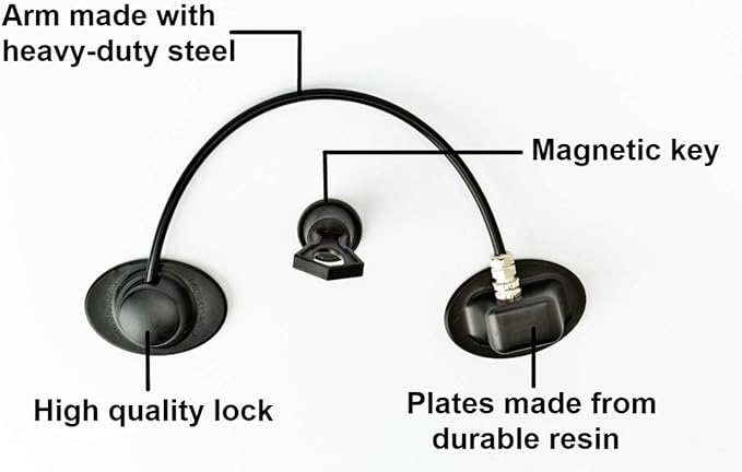2 Pack Refrigerator Lock with with Magnetic, Black Refrigerator Lock Dorm Freezer Door Lock and Child Safety Cabinet Lock with Strong Adhesive, very convenient to unlock