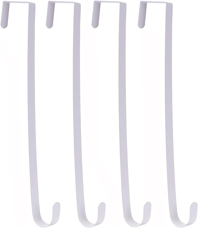 Sattiyrch 15" Wreath Hanger for Front Door,Sturdy Steel Wreath Door Hanger,Over The Door Hanger Hook (White,4)