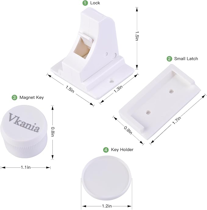 20 Pack Vkania Magnetic Cabinet Locks Child Safety with 2 Keys - Baby Proof Adhesive Latches for Kitchen Cabinets & Drawers, No Drilling Easy Installation (20 Locks + 2 Keys)