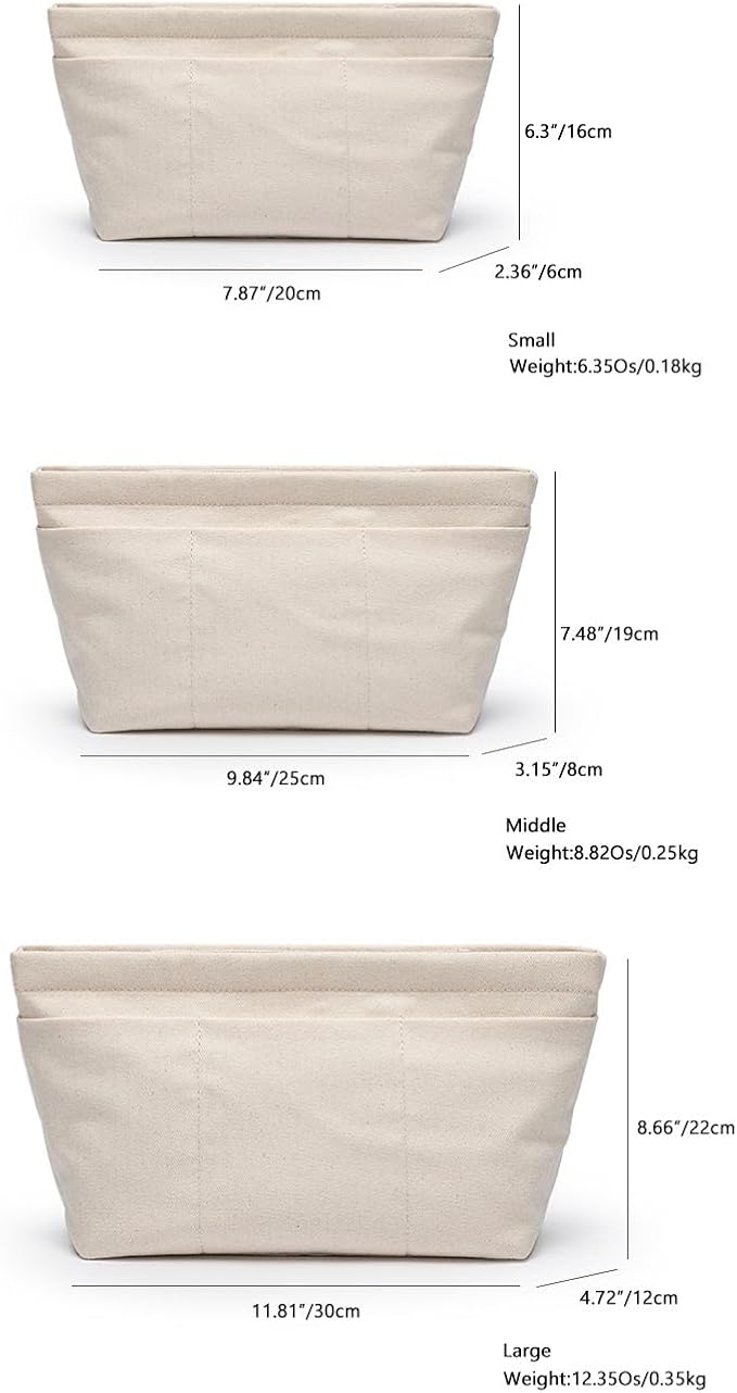 YONBEN Tote Purse Insert Handbag Organizer Shaper Handbag Liner Bag in Bag Divider Organizer Insert (S-With Zipper)