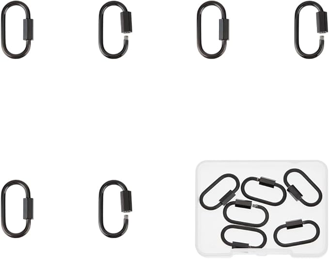 UNICRAFTALE 6pcs Black Oval Screw Carabiner Lock Screw Lock Clip Clasps Lock Stainless Steel Key Carabiner Clasp Metal Keychain Clip Hook Quick Link for Jewelry Making Handbag Accessory