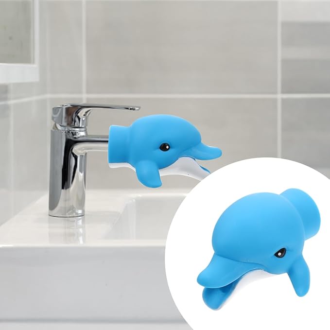 Ipetboom Kids Faucet Extender Cartoon Sink Spout Guide Baby Hand Washing Tool Portable Vinyl Design 4.13X3.34X2.55 Inches Safe Toddler Bath Accessory