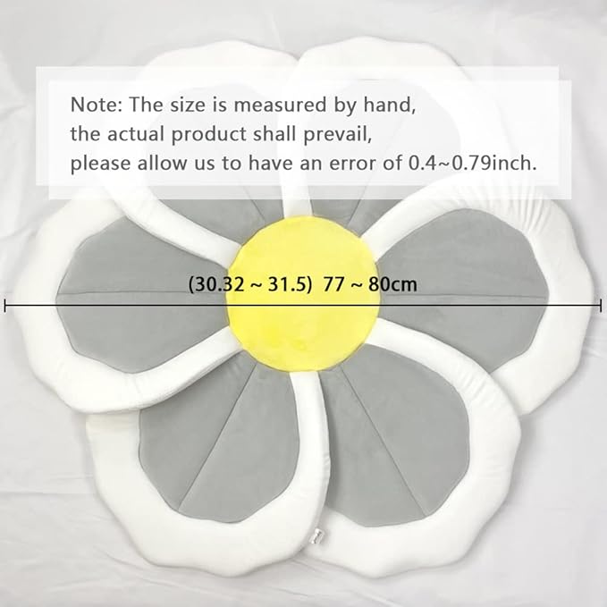 Baby Bath Pad for Infants & Newborns — Soft Petal Shape Bathtub & Sink Support Mat, Plush Washable Baby Bath Cushion, Safe & Comfortable Shower Essential Gift (31", Gray)