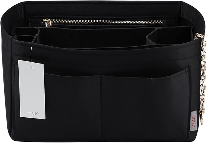 Purse Organizer Insert, Felt Purse Organizer with Zipper and Sewn Bottom Insert, Fit Speedy Neverfull Graceful,6 Sizes