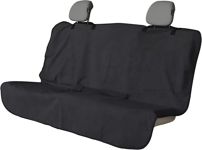 LoyaGour Back Seat Cover for Car Trucks Van SUV,Waterproof Rear Bench Towel Seat Covers for Dogs and Kids,Automotive Backseat Protector (Black)