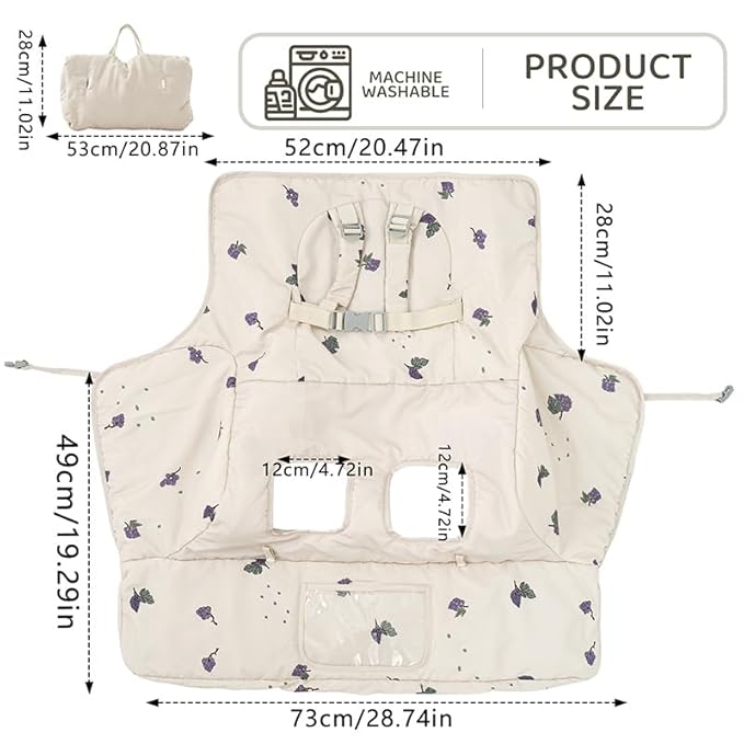 Shopping Cart Cover for Baby 2 in 1 High Chair Covers for Restaurant Comfortable Grocery Cart Seat Covers for Infant, Toddler Universal Suitable for Most Shopping Carts Machine Washable, Grape